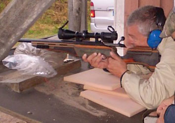 At Sako range in Finland, shooting with the suppressor to the white rocks