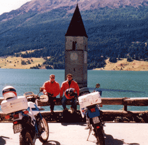 At the Resia Lake with my Kawasaki KLR and Alessandro Moretti