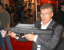 At the ShotShow with a futuristic FN rifle