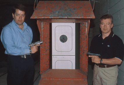 At Beretta Italy test firearms tunnel with Matteo Miscia